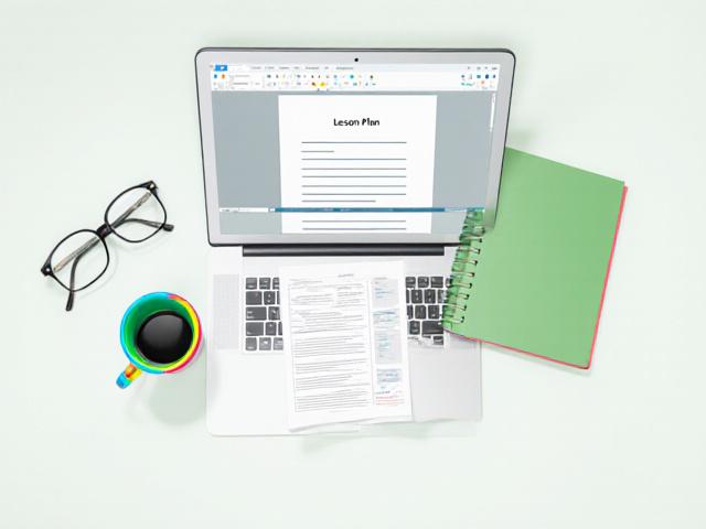 Teacher organizing documents on a tidy desk