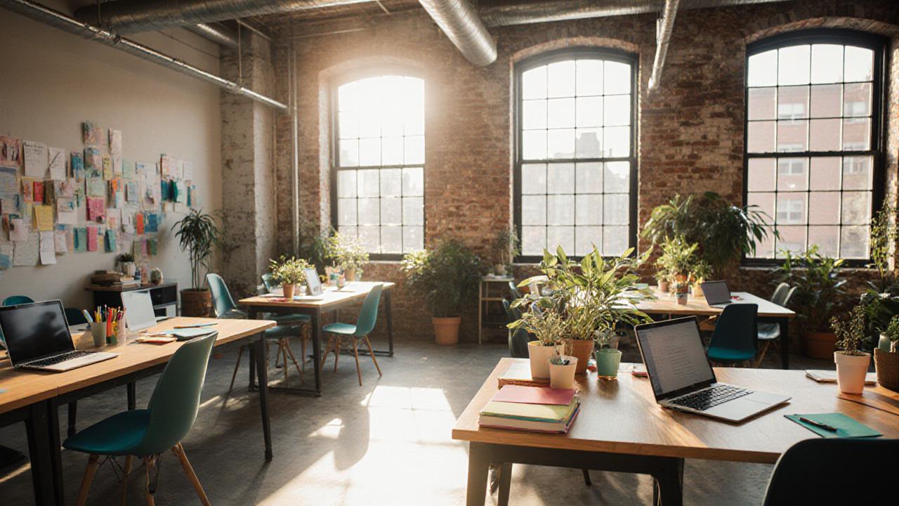 Vibrant Brooklyn-based small business workspace with creative energy